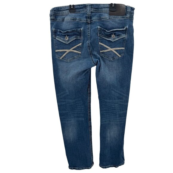TK Axel Slim Boot Cut Blue Denim Jeans Mens Size 34x31.5 Classic Fit Durable Mat - Picture 5 of 9
